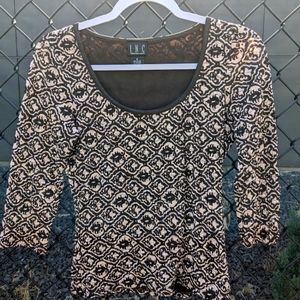 INC pink and brown floral top